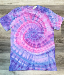 V NECK- Large  -tie dye short sleeve tee- choose plain or add design (