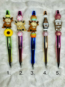 Beaded  twist pens w/ 3 ink refills