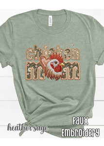 Chicken Mom- faux embroidery