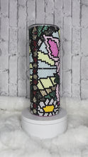 Load and play video in Gallery viewer, Stain glass window w pink pig- Glass rhinestone tumbler. 20 oz
