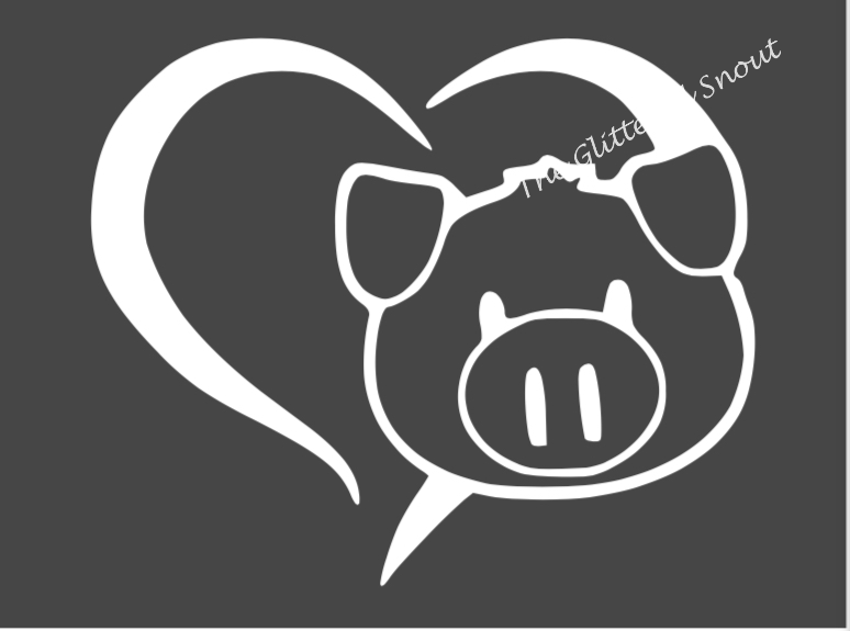 Choice of pig or snout heart decal 5 inch wide