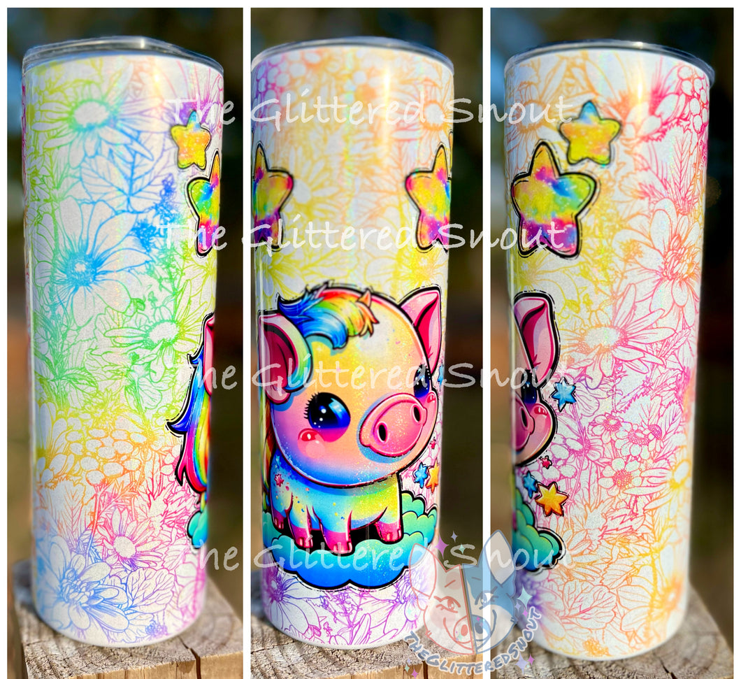 LF inspired Rainbow pig- 20oz  Double wall Stainless Steel Tumbler